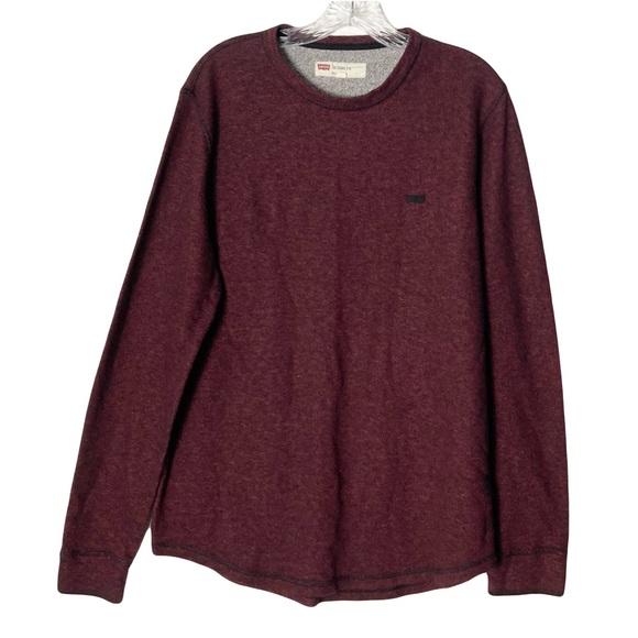 Nwot Levis Sweater Men Large Red Pullover Logo Patch Crewneck Preppy Casual - Picture 1 of 5